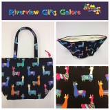 Large Tote Bag With Zip - Llamas Black Large Tote Bag With Zip - Llamas Black